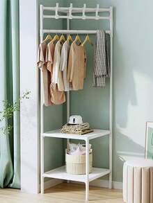 Giá đỡ góc bằng kim loại chắc chắn có móc - Kệ lưu trữ 3 tầng kiểu dáng hiện đại cho phòng ngủ và phòng khách, sơn hoàn thiện, thiết kế đứng độc lập, lý tưởng để đựng áo khoác, mũ và phụ kiện, trang trí phòng. - Nhiều màu - Xem 4