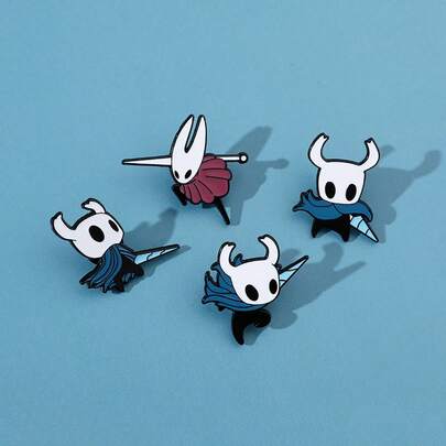 Spin Master 1set/2pcs Hollow Knight Themed Enamel Pins, Assorted Knight & Hornet Designs, Durable Metal Brooches, Great For Customizing Backpacks, Denim Jackets & Accessories(Stochastic Style)
