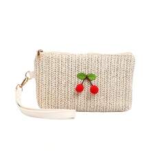 1pc Summer Fruit Decor Straw Clutch Bag, Refreshing Pineapple, Cherry, Strawberry Woven, Zipper Closure Coin Purse, Suitable For Vacation, Travel, Casual Daily Use - A - View 11