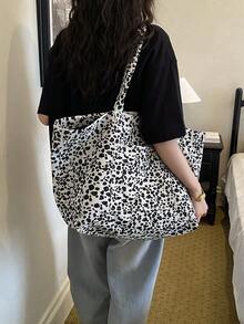 Fashionable Leopard Print Large Capacity Tote Bag, Suitable For Daily Use And Travel - Black - View 4