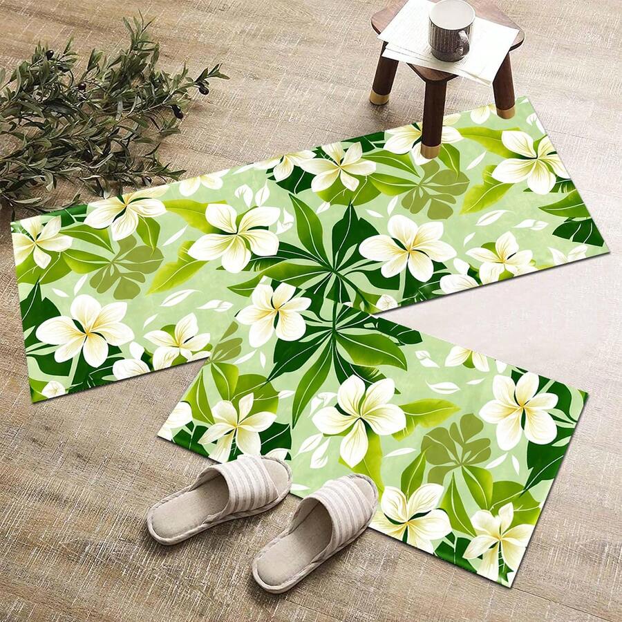 1pc Floral Pattern Printed Long Rug, Suitable For Living Room, Laundry Room, Bathroom, Bedroom, Kitchen, Entrance Mat - Multicolor - View 1