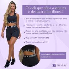 Kit 2 Conjuntos Zero Transparencia 2 Tops e 2 Shorts Elástico Exposto Academia Fitness Feminino - Preto e Off Mescla - Visão 6