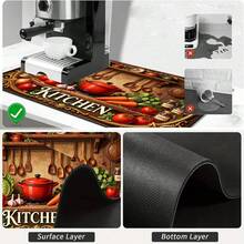 1pc Dish Drying Mat, Coffee Machine Mat, Retro Kitchen Vegetable & Red Pot Pattern Absorbent Dining Table Mat, Suitable For Home And Cafe, Multipurpose Drainage Pad, Home Gift, Desktop Decor - XYLSD-268 - View 10