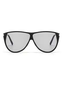 1 par de gafas de moda de marco grande para mujer, accesorio de moda para protección solar - Negro brillante - Ver 4