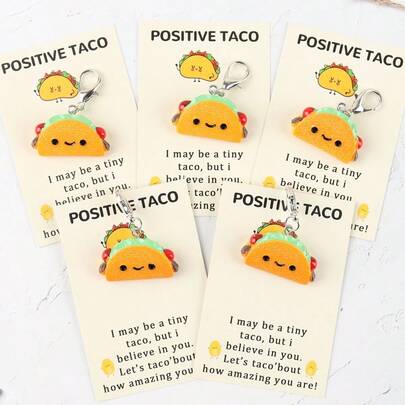 Positive Resin Taco Keychain Birthday Gifts For Women Men Teacher Appreciation Mothers Day Father's Day Graduation Gift Adult Son Mom Dad Daughter Sister Friend Coworkers Self Care Card Inspirational Support