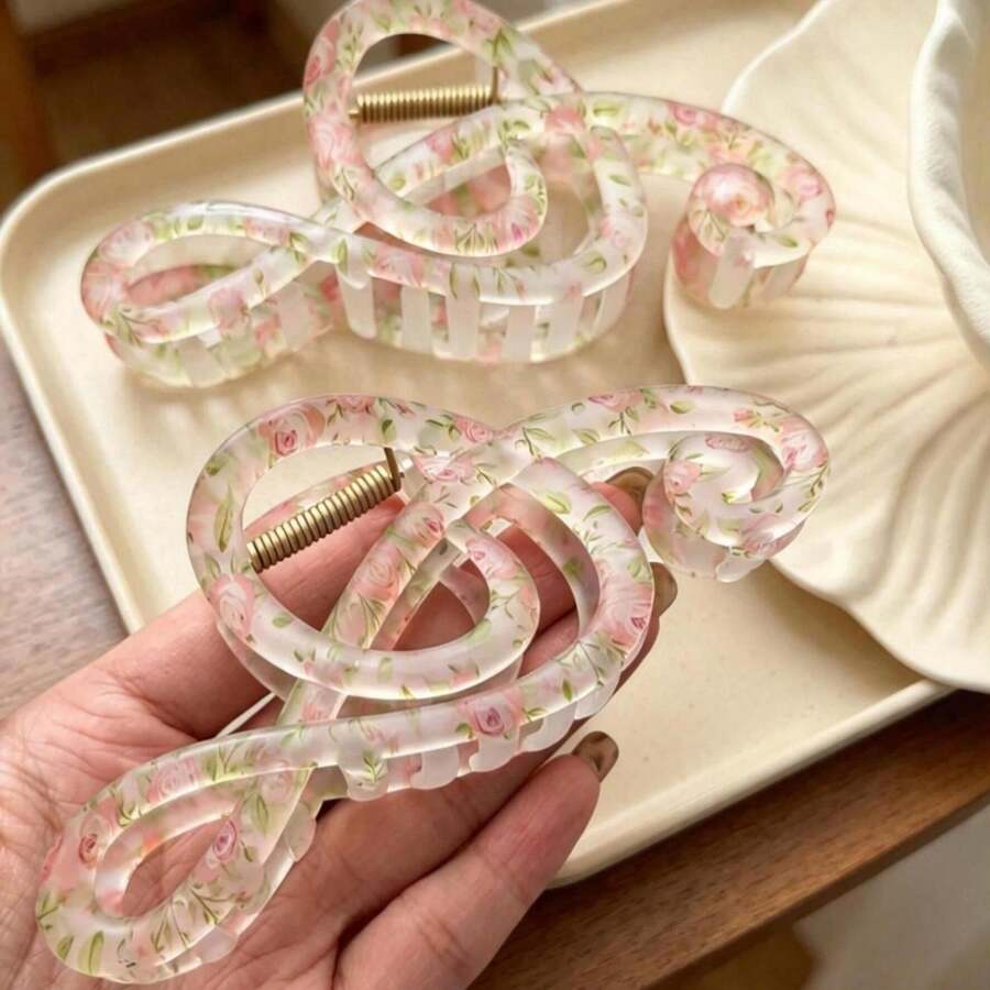Spring/Summer Floral Hair Clips, Music Note Hair Clips, Minimalist Nature-Inspired Claw Clips, Hair Claw, Hair Accessories,Travel,Party, Headpiece - Multicolor - View 1