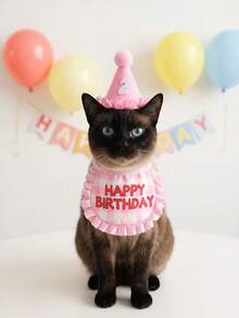 Pet Birthday Hat & Bandana Set. Features: Adjustable Elastic, Lightweight Hat, Tassel Scarf, Drool Bandana, 1-0 Number Stickers For Age Display. Occasions: Cat Dog Birthday Set, Small Medium Pets, Party Gift, Cute Photo Props. - Multicolor - View 6