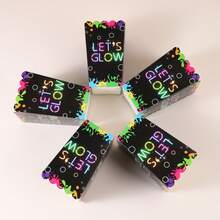 10/20/50/100Pcs Let's Glow Neon & Colorful Splash Pattern Popcorn Boxes, Black Background Open-Top Snack Containers, Disposable Paper Treat Boxes For Popcorn, French Fries, Candies, Desserts, Perfect For Glow-In-The-Dark Parties, Neon Events, Night Gatherings, Holiday Celebrations, Themed Parties, Party Favors, Food Packaging Supplies, Durable Lightweight Party Accessories, Versatile Containers For Snacks And Small Treats - Multicolor - View 5