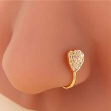 1 chiếc kẹp mũi bằng đồng đính đá Zirconia, nhiều kiểu dáng bao gồm mèo, đầu lâu, trái tim, bướm, nhện, thánh giá, kiểu dáng cổ điển, đa năng, không cần xỏ lỗ mũi, món quà thanh lịch dành cho phụ nữ. - Vàng - Xem 11