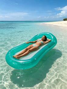 1 pieza Colchoneta flotante inflable, estilo minimalista transparente, con diseño de almohada, degradado de color gelatina, apta para uso en piscina de agua y playa, asiento flotante inflable para descansar, flotador de piscina inflable, bomba de aire se vende por separado - Varios estilos - Ver 8