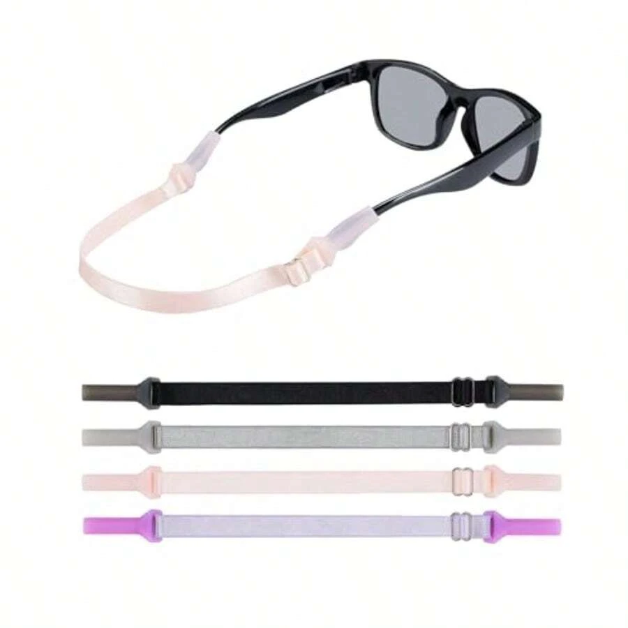 Lvvfit Glasses Straps 6.5-10inch -Adjustable Glasses Strap Sports Sunglasses Eyeglasses Holder Straps For Toddler And -Eyewear Retainers For Boys And Girls Age 3-12 Years (4pcs Multi-Color - Light Black Light Grey Light Pink Light Purple - View 1