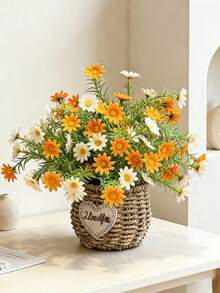 4 pezzi di fiori di margherita artificiali, decorazione floreale finta, bellissimi fiori decorativi per la stanza, adatti per la decorazione della casa, la decorazione del soggiorno, la decorazione del tavolo, la decorazione della stanza, la decorazione del matrimonio, la decorazione del giardino, la decorazione della festa - Multicolore - Visualizzare 4