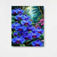 La pintura de diamantes 5D más popular del año - Orquídea de mariposa azul, gota de agua, tema floral - Nuevo  ultra grande de 50 X 100 cm (19.68 X 39.37 pulgadas) / 40 X 70 cm (15.7 X 27.57 pulgadas) Pintura decorativa de bordado de diamantes redondos sin marco - Enmarcado - Ver 1