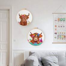 Offizon 2 PCS Embroidery Kit For Beginners - Cross Stitch DIY Craft Set, Embroidery Accessories &Amp; Hoop Included, Hand Embroidery Kit For Adults Stitching Sewing Kit Gift | Cow Patterns - ColorB - View 6