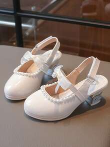 1 Đôi Sandal đế mềm thời trang xuân/hè mới, đính ngọc trai, ren nơ, đá quý, kiểu dáng tối giản thanh lịch, đế dày bóng, chống trơn trượt, bền chắc, giày cao gót kiểu La Mã thời trang để khiêu vũ - Màu be - Xem 4