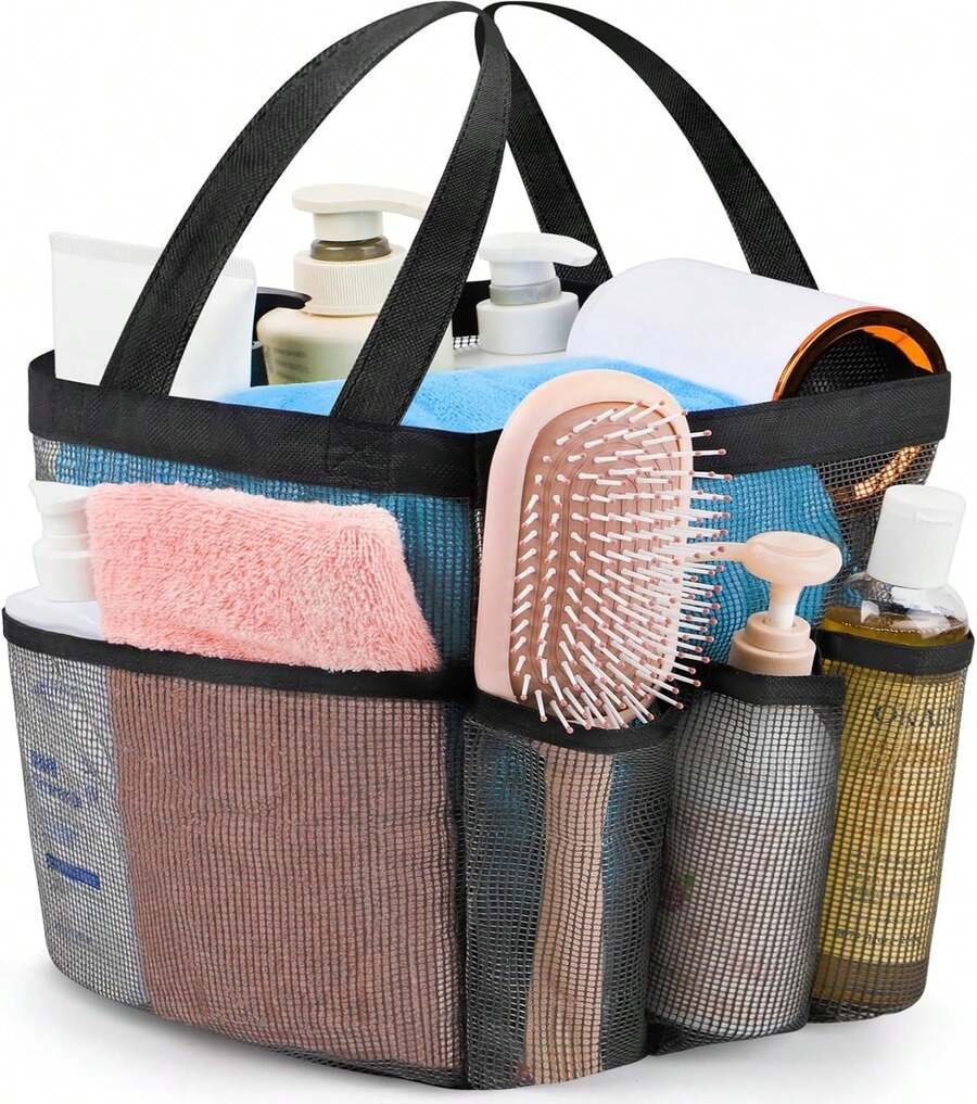 Attmu Mesh Shower Caddy Portable For College Dorm Room Camping Essentials, Shower Caddy Dorm With 9-Pockets, Large Capacity Hanging Basket Bathroom Bag For Toiletry, Swimming, Gym, Camp, Beach - 顏色 - 查看 1