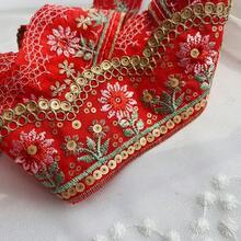 两种尺寸亮片刺绣蕾丝花边，向日葵丝带，6厘米宽金线装饰布条，缝纫用品，适用于DIY服装、包包、家居装饰、鞋子 - 多色 - 查看 18