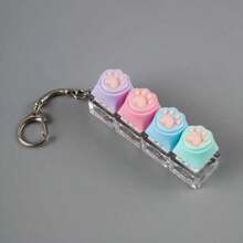 New Round Cap Decompression Button 9-Key Tester Keyboard Cat Keychain Finger Squeeze Stress Relief Hanging Accessory, Squeeze Click Stress Relief Keychain Keyring Bag Charm, Cat Paw Butt Pattern, Suitable For Adults And Kids, Can Be Used As Birthday, Holiday, Party, Children's Day, Graduation, Back To School Gifts - Multicolor - View 13