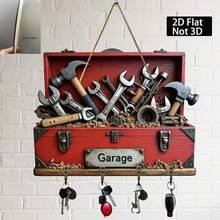 1pc Key Holder With 4 Double Hooks, Decorative Country Style Key Rack, Suitable For Entryway, Hallway, Bedroom, Living Room, Wooden Key Storage Organizer - Multicolor - View 5