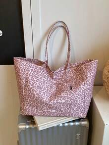 Fashionable Leopard Print Large Capacity Tote Bag, Suitable For Daily Use And Travel - Pink - View 7