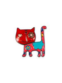 1pc Cartoon Enamel Cat Brooch, Alloy Drip Oil Animal Lapel Pin, Fashion Accessory For Women - Multicolor - View 4