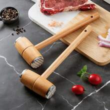 1 cái búa làm mềm thịt bằng gỗ, búa bít tết bằng gỗ nguyên khối dùng trong gia đình, dụng cụ làm mềm và phá gân thịt, búa đập thịt, dụng cụ làm mềm thịt, dùng búa để đập bít tết, dùng búa đập thịt để làm mềm thịt, dụng cụ làm mềm và cắt thịt trong nhà bếp, búa thịt, dụng cụ thần kỳ - Nhiều màu - Xem 2