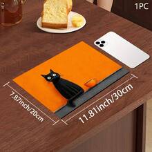 1pc Orange Background Black Cat Print Absorbent Mat/Drying Mat For Coffee Maker, Tableware - Absorbent Polyester Desktop Protective Mat With Rubber Anti-Slip Pad, For Kitchen Counter Decor, Home Bar And Dining Table - Multicolor - View 15