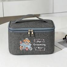 Kit de aseo para mascotas, bolsa de almacenamiento con estampado de perro lindo, organizador de herramientas de belleza de gran capacidad - Multicolor - Ver 9