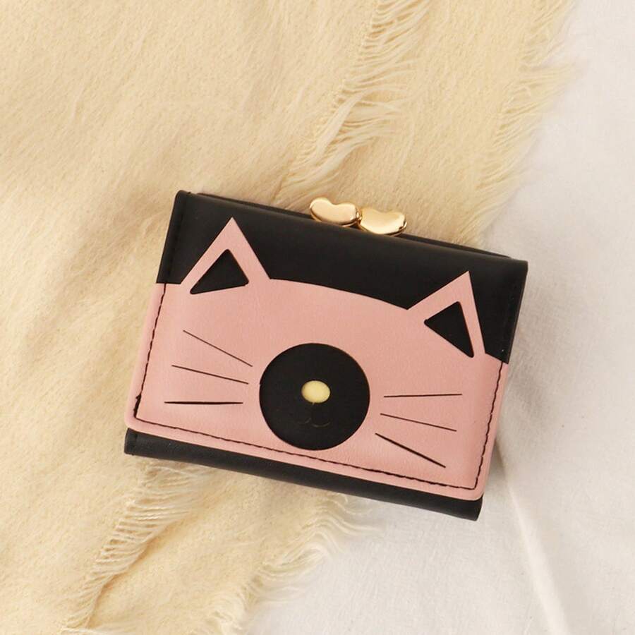 Fashionable And Simple 70% Off Women's Short Wallet, Student Purse, Multifunctional Coin And Card Holder - Black and Gray Two-tone - View 1