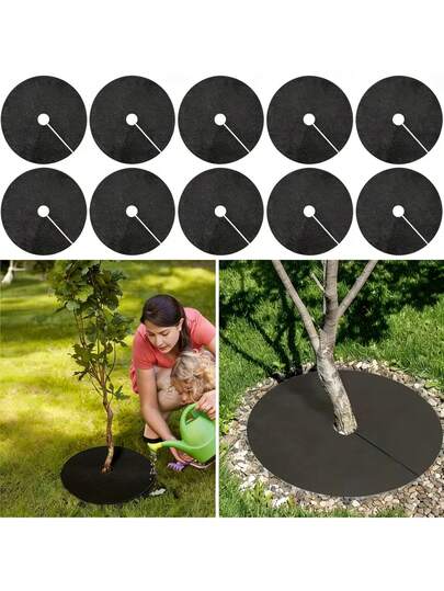 Round Barrier Cloth, Breathable Moisture-Retaining Grass Mat For Gardening, Non-Woven Fabric Grass Cover Breathable Anti-Cold Anti- Mat, Lawn Protection Mat, Plant Anti- Mat, Tree Covering Protective Mat To Prevent Growth, Effectively Inhibit Growth And Protect Plant Roots, Reusable Tree Barrier Mat, Anti- Gardening Fabric Cover For Control