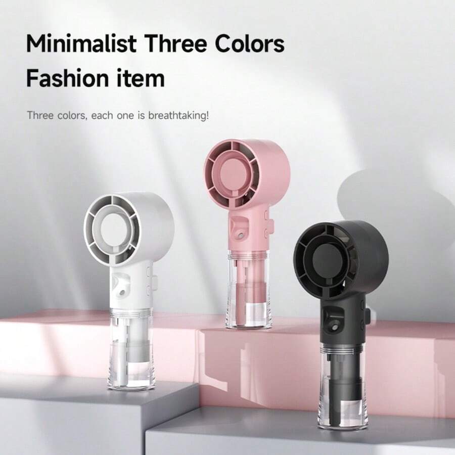 1 pieza Ventilador de Niebla Portátil de Mano, Ventilador de Pulverización Recargable por USB Silencioso, 4 Modos de Velocidad, 800mAh, Ventilador de Escritorio Miniatura para el Hogar, Oficina, Viaje - Multicolor - Ver 1