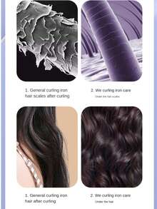 二合一无线直发器和卷发器，便携式旅行直发器，带Type-C充电接口 - 紫色 - 查看 5