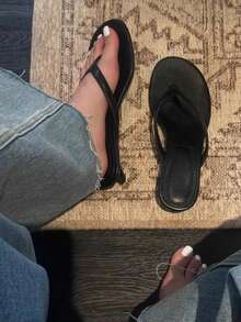 Giày sandal cao gót kiểu Pháp dành cho nữ, sandal da quai ngang mỏng gót nhọn mùa hè mới, dép xỏ ngón gót thấp quai ngang mắt cá chân. - màu đen - Xem 2