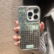 Ốp điện thoại thời trang, sáng tạo, viền bạc, họa tiết kẻ caro xanh lá cây cho iPhone 17 Pro Max / 16 Pro Max / 15 Pro Max / 14 Pro / 13, ốp điện thoại phong cách dành cho nữ/nam, ốp điện thoại tối giản/dễ thương. - Màu xanh Bạc hà - Xem 5