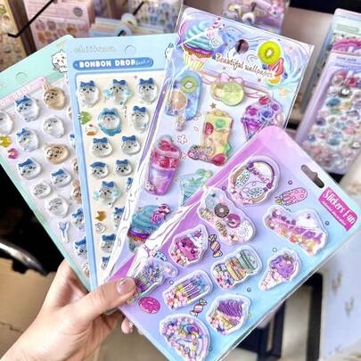 Bộ sticker 3D bằng nhựa hình các bé gái hoạt hình và các bạn động vật, sticker trang trí phong cách anime dễ thương, đồ dùng DIY cho sổ tay, sticker chống nước cho ốp điện thoại, cốc nước, hộp văn phòng phẩm, sticker sáng tạo dành cho nữ sinh.