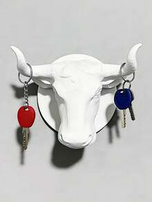 2026 New Year, Valentine's Day, Easter | High-End Sculptural Bull Head Key Hook - Sturdy Key And Small Item Storage Rack, Black, White, Gray Multi-Color, Suitable For Home Decor, Entryway Decor And Key Storage, Practical Hook - Multicolor - View 7