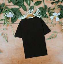 Women's Leopard Heart Print T-Shirt, Round Neck Short Sleeve Leopard Heart Printed T-Shirt, Casual Sporty Style T-Shirt, Perfect Women's Clothing For Spring And Summer - 黑色 - 查看 2