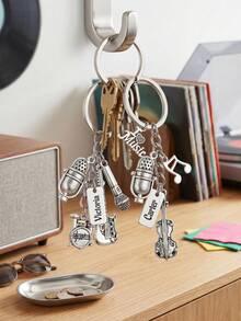 1 pièce Porte-clés personnalisé en métal avec note de musique, texte personnalisé, accessoire de porte-clés musical. Cadeau musical pour femmes, hommes, fille, fils, anniversaire, amateurs de musique, fête des instruments de musique pour adultes, cadeau de porte-clés pour amoureux de la musique pour voiture - Multicolore - Voir 2