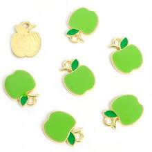10 chiếc mặt dây chuyền hợp kim tráng men hình quả táo, phụ kiện thời trang như bông tai, vòng tay, móc khóa, dây chuyền, bùa may mắn, đồ trang sức tự làm, trang sức chủ đề trái cây. - Vàng 2 - Xem 15