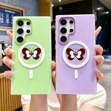 Funda para teléfono - Funda de gel adecuada para Samsung Galaxy S22, S23, S24, S25, S26 FE, Edge, Pus, Ultra A56 A54 A55 A36 A35 A26 A25 A17 A16 A15 con un bonito estampado de mariposas y diseño sencillo. - Morado - Ver 4