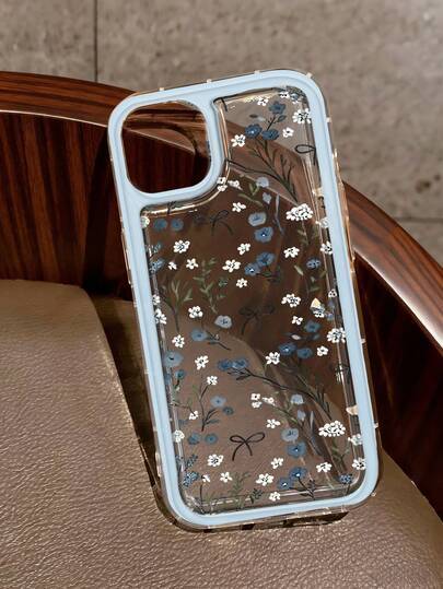 Blue Petal! Fresh Style Floral Transparent Blue Case High Transparency TPU Light Blue Floral Bow Phone Case Compatible With IPhone 16 15 14 13 12 Promax 11 Korean Style Cute Shockproof Phone Case Light Blue Wavy Edge Frame Healing Light Blue Floral Case Gentle Girly Phone Protective Cover Compatible With IPhone