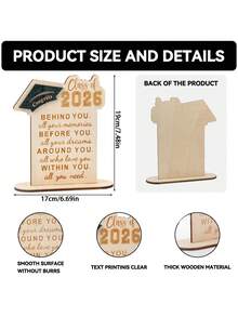 1pc 2026 Graduation Wooden Sign, Inspiring Engraved Graduation Memento, Graduation Party Decor, High School/College Graduation Gift - Custom-made Wood-plastic Composite 2026 Ornament - View 2