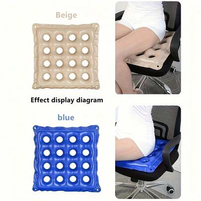 1 X Cojín antiescaras de PVC, Cojín para silla de ruedas, Cojín cuadrado, Cojín antiescaras inflable cuadrado con 16 agujeros (incluye bomba) - Para uso doméstico, asientos de oficina y sillas de comedor