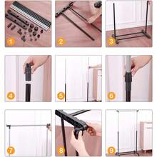 Clothes Rack on Wheels 90-158 cm Height Adjustable Clothes Rail Clothes Trolley Coat Rack with Wheels Black for Bedroom - B - Übersicht 9