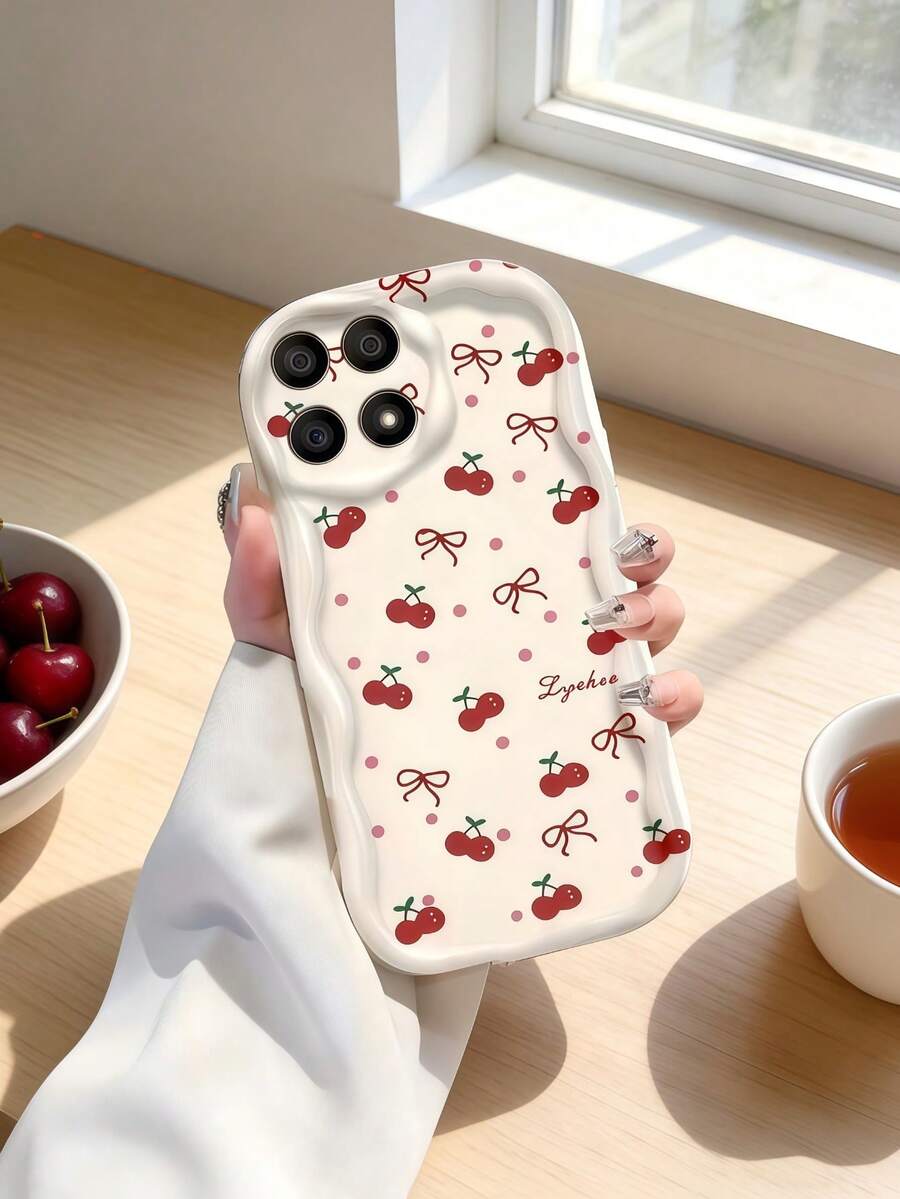 1 chiếc ốp lưng điện thoại họa tiết chấm bi, nơ anh đào, hình sóng, bảo vệ màn hình, tương thích với Apple 7/8/X/XR/XSMAX/11/12/13/14/15/16/17 Pro Max, A14/A15/A16/A17/A04/A05/A06/A07/A54/A55/A56/A57/A34/A35A/36/A37/S26/S26Plus/S26Ultra, Transsion SMART7/8/9/10 - trắng - Xem 1