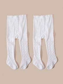 2 chiếc quần legging lưới màu trắng khoét lỗ cho bé gái sơ sinh/trẻ nhỏ, quần tất chống muỗi để mặc hàng ngày. - trắng - Xem 8
