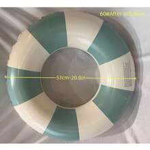 1pc Adult & Kids Retro Brown Striped Swimming Ring, Thickened Underarm Design, Suitable For Summer Outdoor Swimming, Vacation Photo Shooting & Swimming Gear - Mint Green - View 5