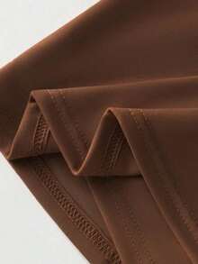 Minifalda casual de unicolor para mujer, adecuada para usar debajo de faldas vaqueras de cintura alta, conjunto de 3 pantalones cortos/faldas para mujer - Café integral - Ver 4