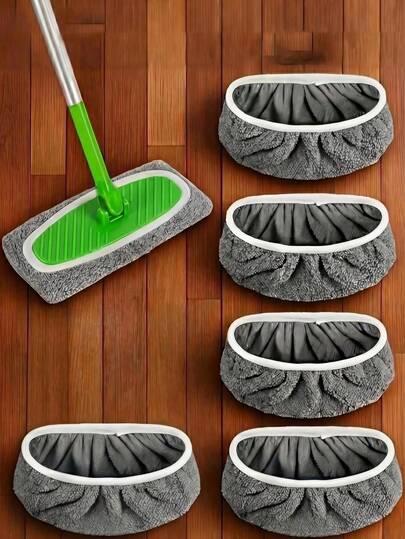 Highly Absorbent Reusable Mop Pads - Thick Polyester Wet/Dry Dual-Use Floor Cleaning Cloths, Easy To Replace With Universal Connectors And Elastic Bands, Suitable For Home Floor Care, Deep Cleaning And Dusting, Reusable Household Mop Pads