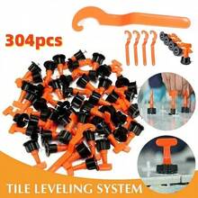 300pcs+4 Wrench Tile Leveling System Kit Reusable Tile Spacer Wall Floor Clips - 304pcs Per Set - View 2